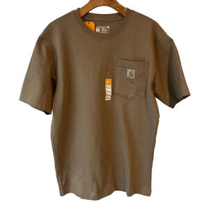 Carhartt T Shirt Mens Small Relaxed Short-Sleeve Loose Pocketed Tan Tee NEW